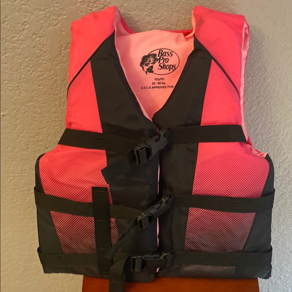 Bass Pro Shops Swim Vest Pink and Black Durable Design